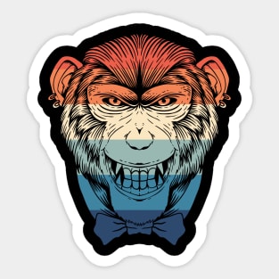 Retro Bowtie Chimp Sticker